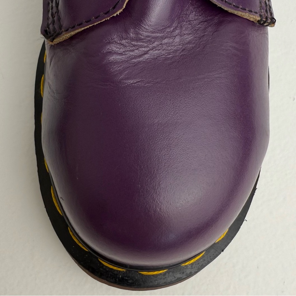 Vintage Dr. Martens England 1919 Purple Leather Steel Toe 10 Eye Boots UK 5 - Picture 9 of 16